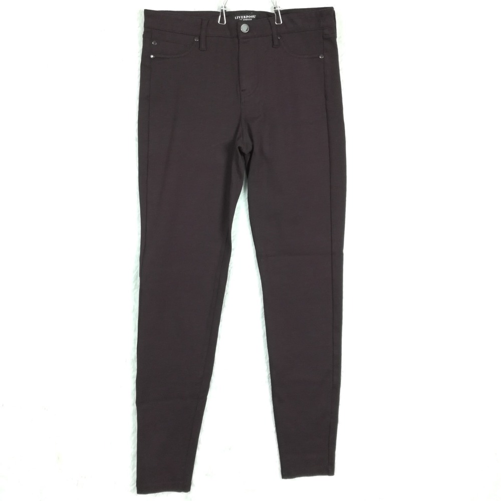 Liverpool Womens Pants Legging Skinny Mid Aubergine Purple Stretch Pull On 8